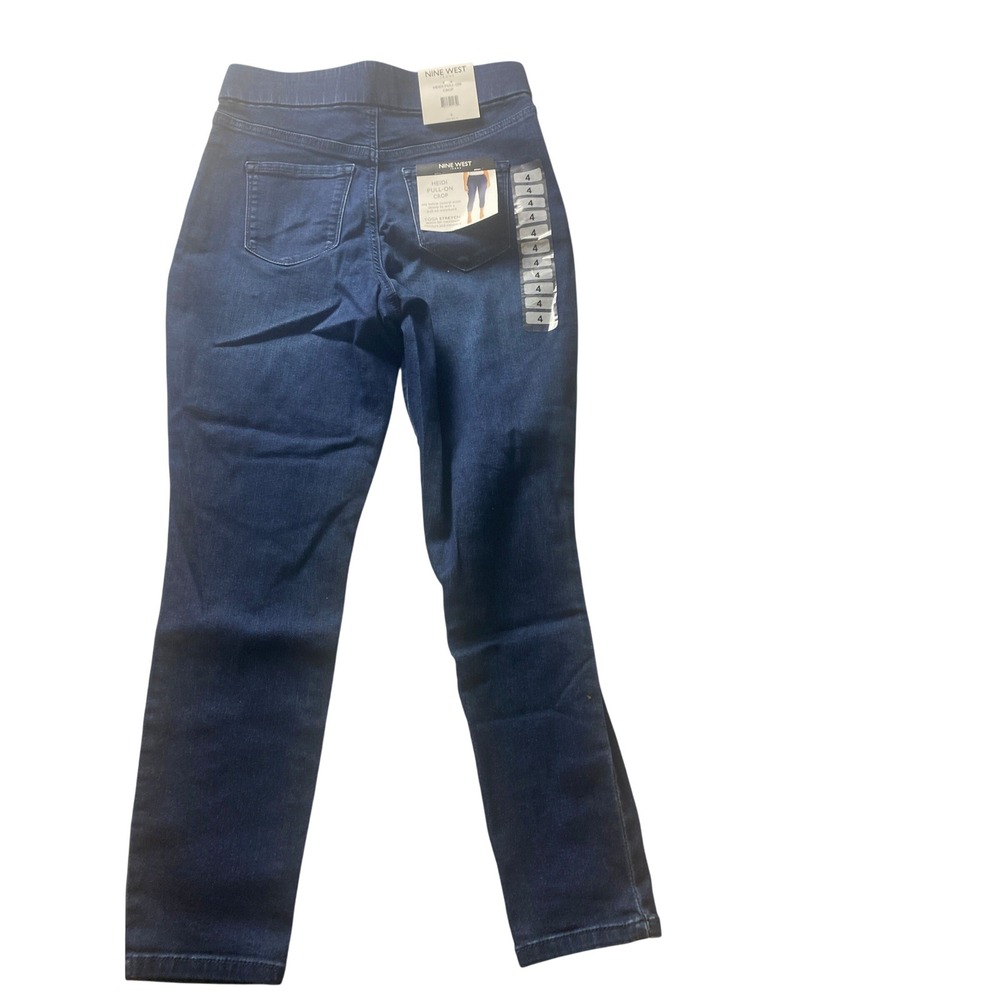 Nine West Heidi Pull On Crop Jeans Womens Size 4 Blue Stretch Skinny Denim Pants